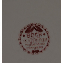 Assiette A Dessert Boch Rouge et Blanc