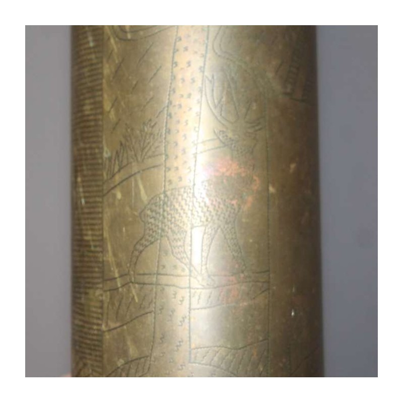 Douille D'Obus Sculpté 1909 – Artisanat De Tranchee – Guerre 14-18 – France