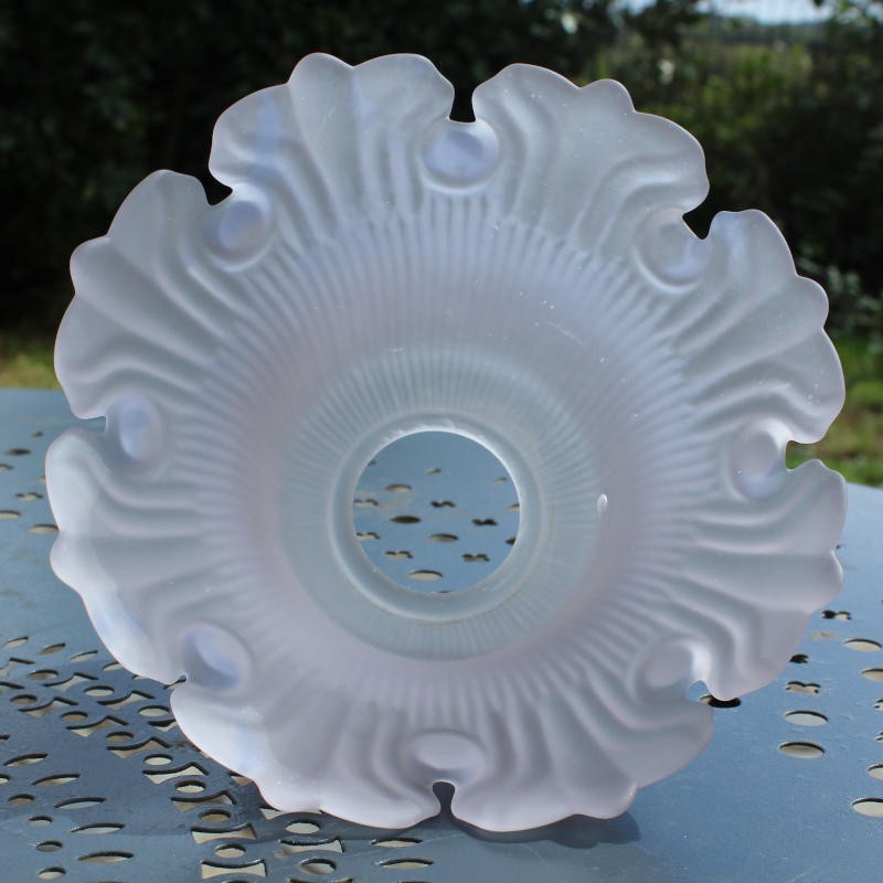 Abat-Jour Verre Nervuré Dépoli 12cm - Forme Cloche, Lumière Douce - Compatible Luminaires Et Ventilateurs