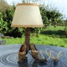 Lampe tripode style Breton en bois trouné