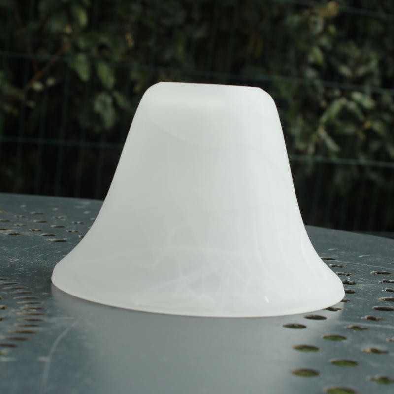 Abat-jour Volanté En Verre Dépoli Et Poli - Blanc - Forme Classique