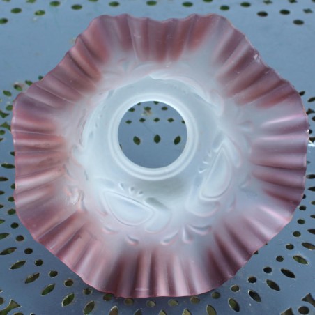 Abat-jour Volanté En Verre Dépoli Et Poli - Blanc - Forme Classique