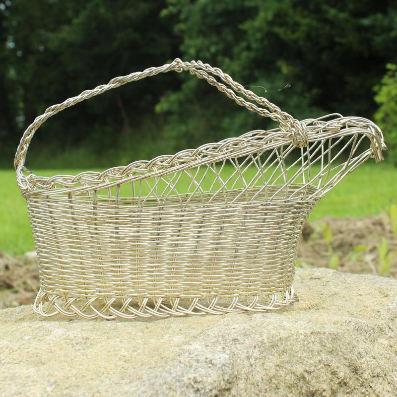 panier-verseur-bouteille-vin-métal-argenté-vintage