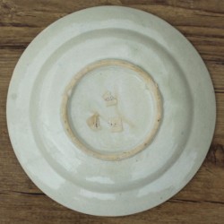 ancienne-assiette-de-collection-décor-au-coq-terre-cuite-vernissée