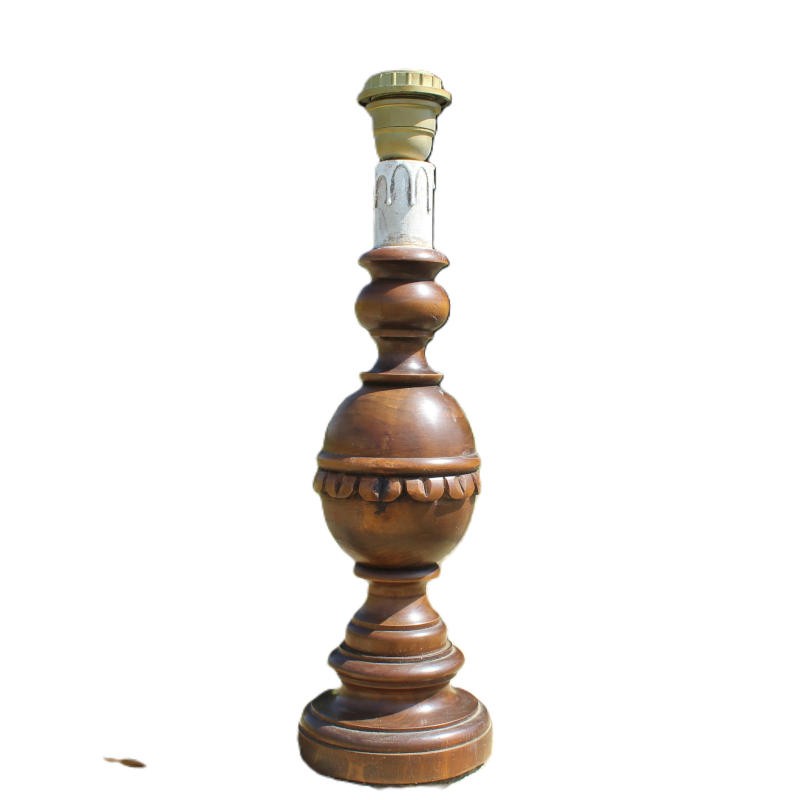 ancien-pied-de-lampe-en-bois-tourné