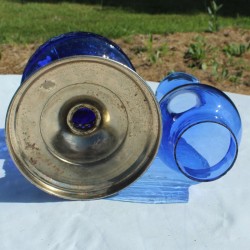 Lampe à pétrole bleu cobalt