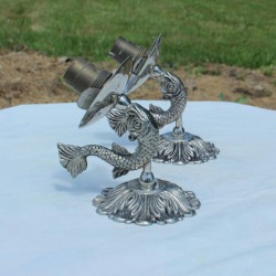 Applique murale forme poisson-métal argenté-vintage