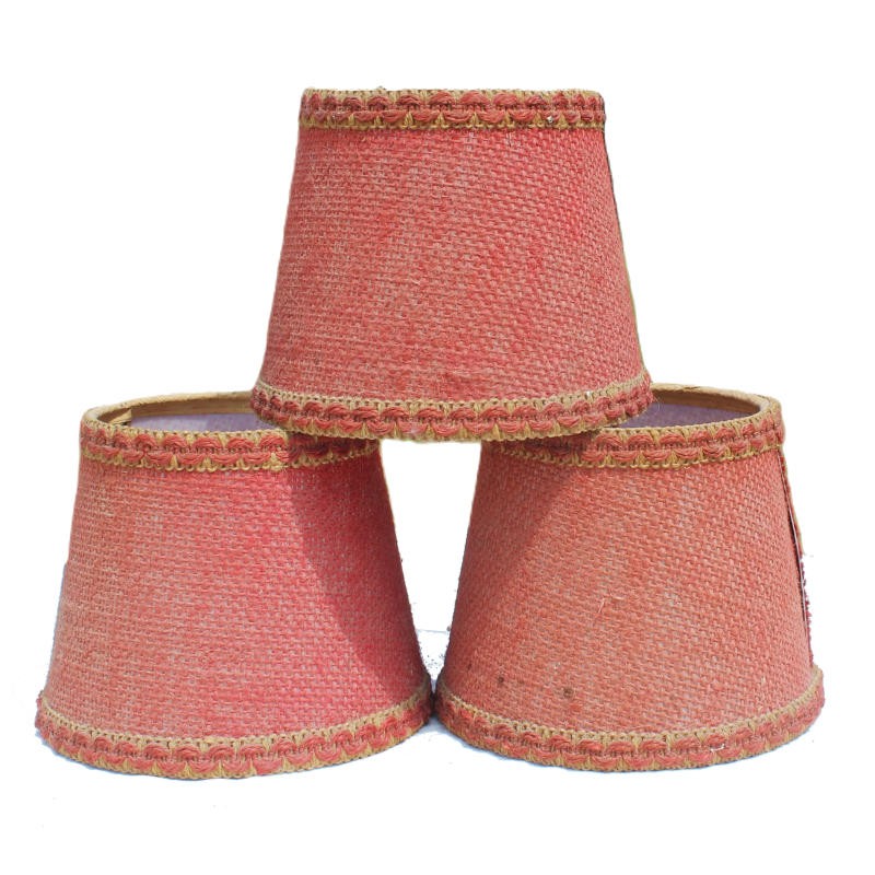 lot-abat-jour-tissu-rouge-vintage