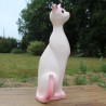 Chat rose assis vintage , statuette de 32,5cm de hauteur