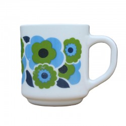 mug vintage fleur de lotus bleu