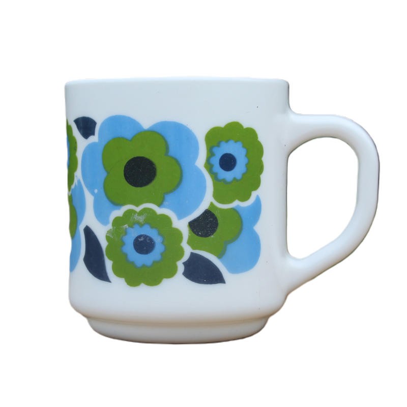 mug vintage fleur de lotus bleu