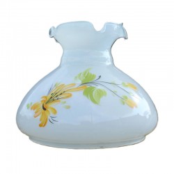 abat jour blanc à fleurs jaunes