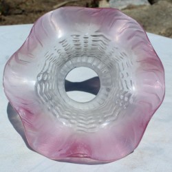 pièce détachée pour luminaire vintage, abat jour tulipe au volant rose