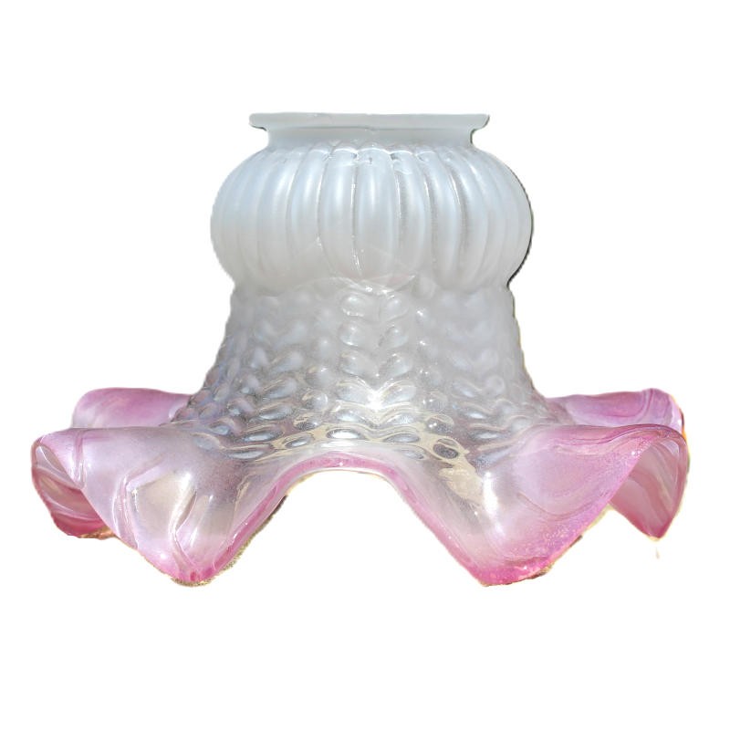 abat-jour tulipe de remplacement, volants rose satiné, pour luminaire vintage