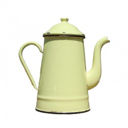 Ancienne cafetière émaillée jaune pour une décoration rétro