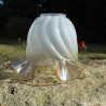 abat jour tulipe verre opaque, volant jaune pour luminaire vintage