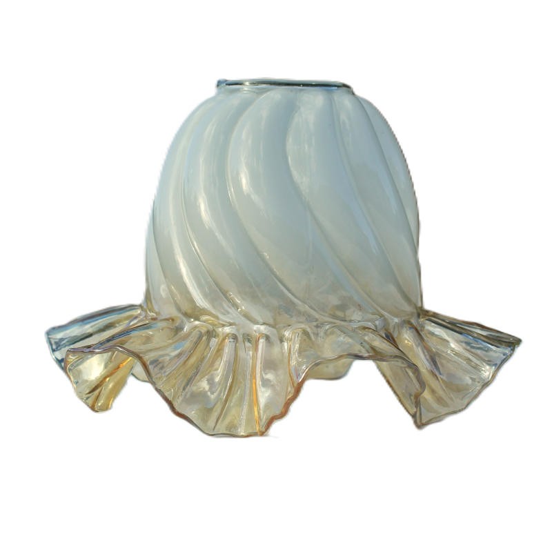 tulipe abat jour de remplacement, verre opaque et volant jaune