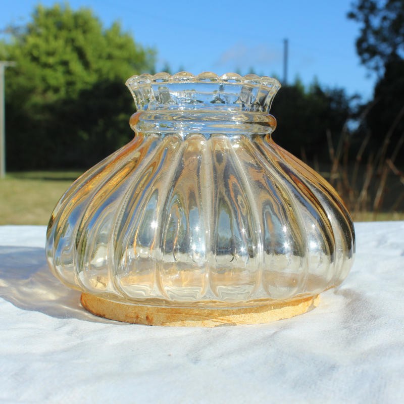 abat jour cloche en verre ambré pour luminaire