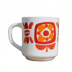 Mug vintage orange et rouge en opale mug Mobil