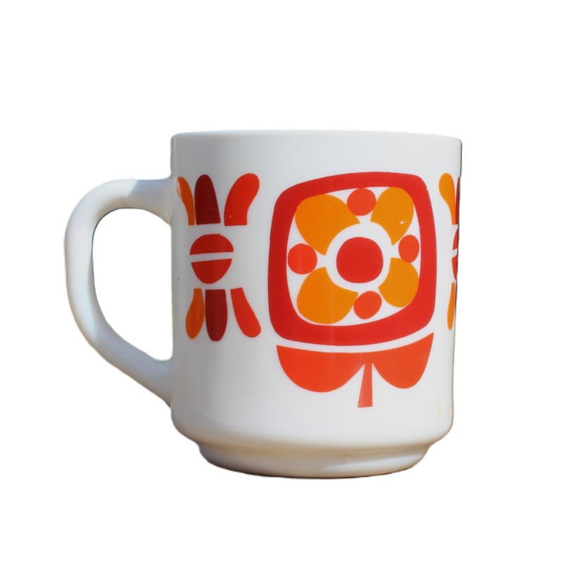 Mug vintage orange et rouge en opale mug Mobil