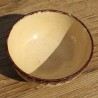 Ancien bol beige à frise marron vaisselle campagnarde