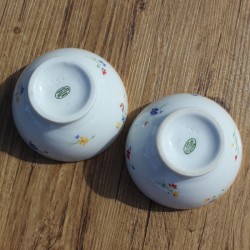 2 Bols petites fleurs en porcelaine Apilco, France