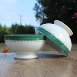 Sarreguemines 2 bols anciens blanc et vert
