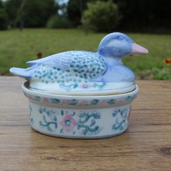 terrine vintage canard bleu et rose