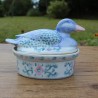 terrine vintage canard bleu et rose