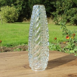 Abat-jour conique en verre transparent stries vintage