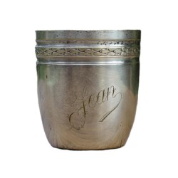 timbale ancienne en métal argenté prénom Jean