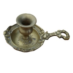 ancien bougeoir à main en bronze