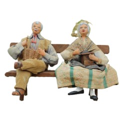Santon de Provence habillé personnages assis sur un banc
