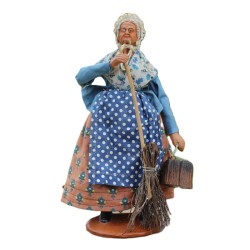 Santon de Provence habillé, la femme au balai