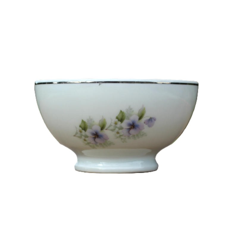 bol en porcelaine de Limoges, décor de pensées