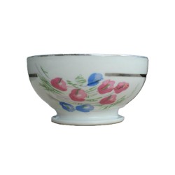 Bol en porcelaine CB & Cie décor floral bleu et rose