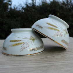 Bol épi de blé en porcelaine Chauvigny Deshoulières, France, lot de 2