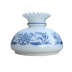 globe opaline arabesques et fleurs bleues 175 mm de diamètre ouverture