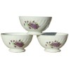 Porcelaine de Sarreguemines, ensemble de 3 bols aux violettes