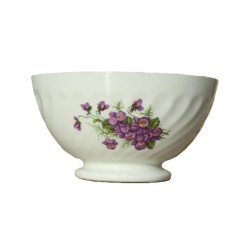 bol aux violettes, porcelaine de Sarreguemines, vintage