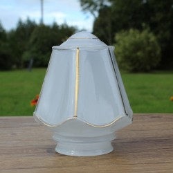 abat jour verre hexagonal blanc et or