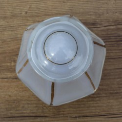 Abat jour verre hexagonal blanc et or