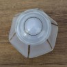 Abat jour verre hexagonal blanc et or