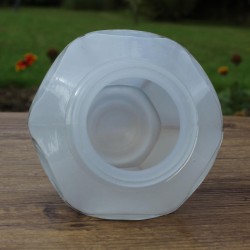 Abat jour verre hexagonal blanc et or