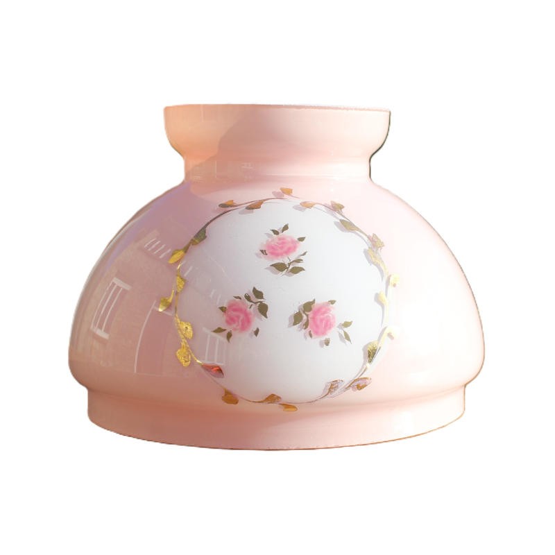 petit globe opaline rose à fleurs