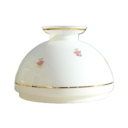 globe opaline blanc à fleur et frises dorées, vintage