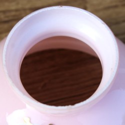 Petit globe abat-jour opaline rose décor de fleurs