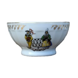 bol Apilco, porcelaine, décor de scène bretonne