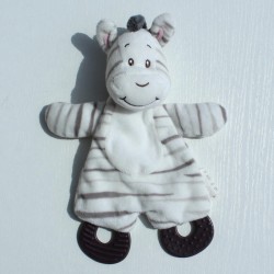 doudou plat zèbre blanc et taupe très bon état