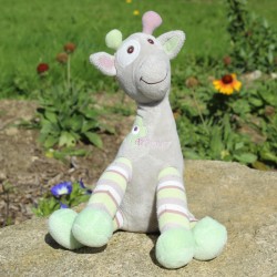 Bebisol peluche vache Arthur gris et vert